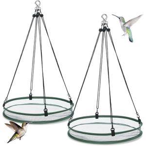 FoldTier 2 Pieces 16 Inch Universal Wild Bird Seed Catcher Hanging Hoop Platform Bird Seed Catcher Tray for Hummingbird Feeders Bee Feeder Outdoor Garden Accessories