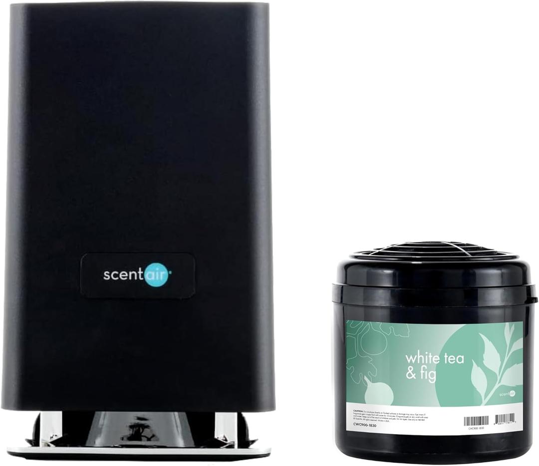 ScentAir Whisper Home | Black Diffuser Machine, Scents up to 800 Sq. Ft Room, Compatible with Alexa & Google, WiFi & Bluetooth Enabled - ScentAir Cartridge White Tea & Fig