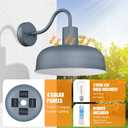 Darkaway 2pcs Solar Barn Light, Industrial Outdoor Wall Light Dusk to Dawn Wall Sconce Gooseneck Exterior Wall Mount Lighting with Hammered Dome Metal Shade for House Garage Porch Entry Hallway