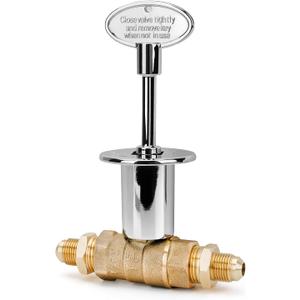 Stanbroil 1/2-Inch Straight Quarter-Turn Shut-Off Valve Kit for NG LP Gas Fire Pits with Polished Chrome Flange, 3-inch Key and 3/8 Male Flare x 1/2 NPT Fittings x 2