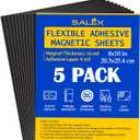 5 x Magnetic Sheets with Adhesive Backing 8" x 10" for Crafts, DIY. 5 Strong Craft Magnets to Make Flexible Magnet Self Sticky Tapes, Strips, Squares, Sheet for School Classroom Board, Fridge, Photos
