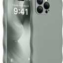 SuydanBox Magnetic for iPhone 15 Pro Max Case, [Full Camera Protection][Compatible with MagSafe] Cute Wave Frame Silicone Shockproof Protective Phone Case for iPhone 15 Pro Max 6.7",Calke Green