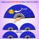 Blulu 4 Pcs Large Folding Fans Bulk with 4 Fan Sleeves, Chinese Kung Fu Hand Clack Rave Fans for Line Dancing, Festival, Party Decor and Performance(Classic Style,Royal Blue,13 Inch)