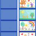 Watersay 2 Pcs Storage Pocket Chart for Classroom 37.4 x 13 in, 4 Pockets Hanging Wall File Organizer for Cards, Drawing, Pictures, Class Demonstrations, Homework, Teacher Office Organization(Blue)