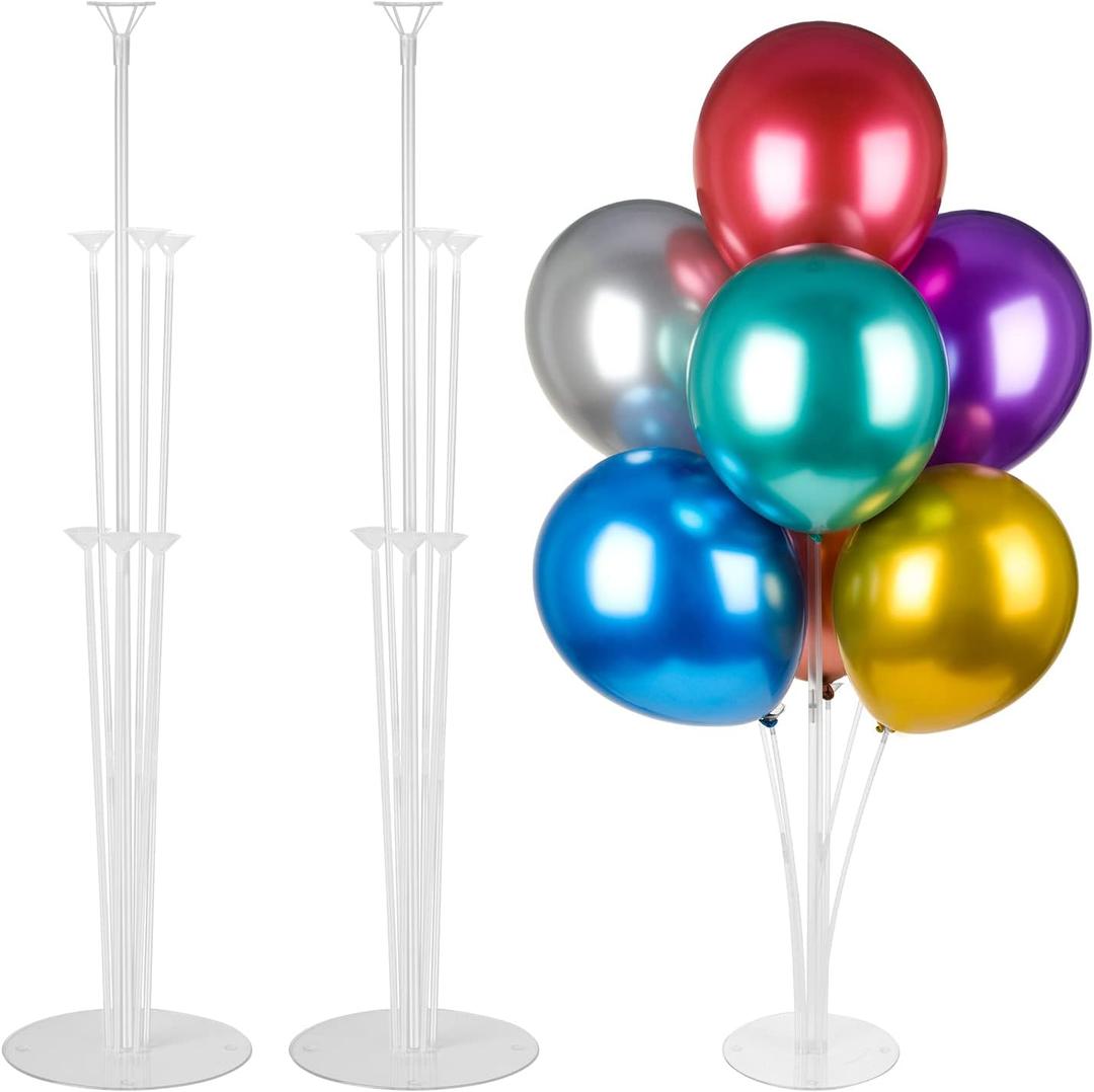 Voircoloria 2 Sets Balloon Stand Kits, Balloon Sticks Holder with Base for Table Graduation Birthday Baby Shower Gender Reveal Party Decorations