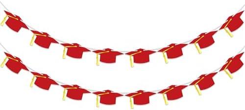 32PCS 2026 Graduation Banner, Hat Congrats Grad Banner with Tassel, Class of 2026 Banner Garland for High School College Graduation Party Decorations Supplies Decor
