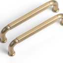 Goo-Ki 6 Pack 3-3/4 Inch 96mm Hole Center Cabinet Pulls Champagne Bronze Zinc Alloy Kitchen Drawer Pulls Drawer Handles 4.2 Inch Length 2201-UBR-96