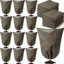 12 Packs Winter Plant Covers Freeze Protection Drawstring Tree Cover 23.62 x 31.5 in Large Reusable Frost Protection for Plants Fruit Tree Shrub, Outdoor Prevention Bag (Brown)