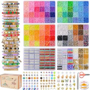 Wuzoe Friendship Bracelet Kit, 16888pcs, 96 Colors Polymer Clay Beads & 1200 Letter BeadsBracelet Making Kit for DIY Jewelry Making&Friendship Bracelet Making