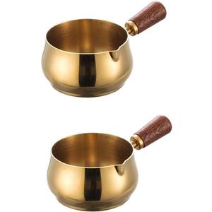 Mini Stainless Steel Sauce Pan, Chocolate Melting Pot & Dipping Bowl - 2PCS (Golden, 100ML)