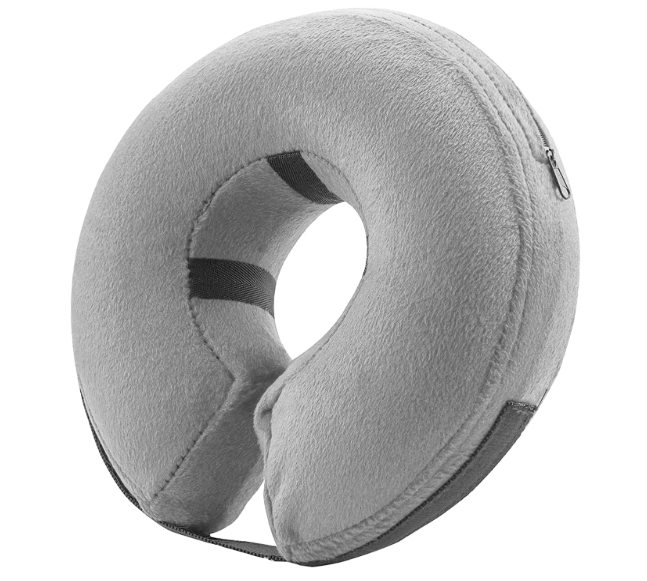 BENCMATE Inflatable Dog Cone Collar Alternative, Soft Dog Cone for Dogs and Cats, Neck Recovery ECollar Donut Collar After Surgery (Medium, Grey)