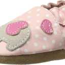 Robeez Baby Girls and Unisex Soft Soles Slip-Resistant Crib Shoes Slippers Moccasins for Infant and Toddler - Little Peanut Core - 6-12 Months Pink