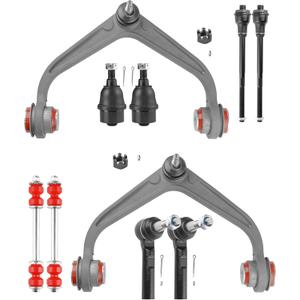 10pc Front End Suspension Kit for 2011-2019 Chevy Silverado GMC Sierra 2500HD 3500HD, Upgrade Polyurethane, 2 Sway Bar Links, 4 Inner & Outer Tie Rods, 2 Lower Ball Joints