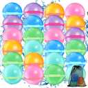 Reusable Water Balloons for Kids - Magnetic Refillable Water Balloons Set, Fun Summer Pool Toys & Beach Water Toys for Outdoor Games (24 Pack)