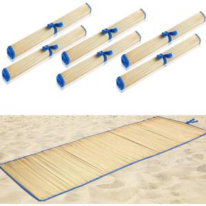 6 Packs Straw Beach Mat Non Slip Straw Foldable Lightweight Multi-Purpose Mat for Sunbathing Floor Yoga Picnics Camping Party Festivals Outdoor Activities, 71 x 24 inches
