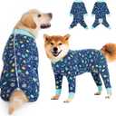 Recovery Suit for Large Medium Dogs After Surgery, Soft Breathable Anti Licking Dog Onesie E-Collar & Cone Alternative, Pet Bodysuit for Preventing Hair Loss Full Cover Wound(2XL, Rocket) (2XL(Chest 26.77-29.92 in), Rocket Blue)