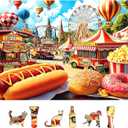 500 Pieces Puzzles for Adults, Amusement Park Jigsaw Puzzles with Food Trucks for Youths Family and Adults Fun Party Challenging Food Family Decoration (23 x 15 in)