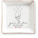 You & Me We Got This 4" Ceramic Jewelry Tray, Wedding Gifts for Couples 2025- Engagement, Just Married, Mr and Mrs Ring Dish Gifts for Bride/Wife, Valentine's Day, Anniversary, Birthday Gift for Her