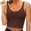 THE GYM PEOPLE Womens' Sports Bra Longline Wirefree Padded with Medium Support (Brown, M)
