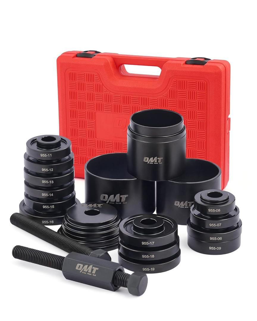 Wheel Bearing Press Kit for Front Wheel Drive Bearing Removal & Installation, 24pc Wheel Bearing Puller Tool Set with Sliding Screws Universal Bushings, Sleeves, Storage Case