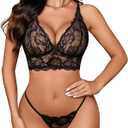 Avidlove Womens Lingerie Set Lace Bralettes Set 2 Piece Bra and Panty Sets Nightwear Outfits, XXL