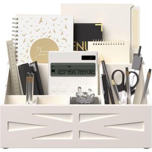 Large Mail Organizer Countertop,Farmhouse Desk and Kitchen Countertop Storage, Letter Sorter, Desk Mail Organizer and Bill Organizer, Desktop File and Paper Holder (White)