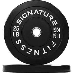 2" Olympic Bumper Plate Weight Plates with Steel Hub, 25LB, Pair