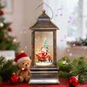Christmas Snow Globe Water Lantern Musical Glitter Santa Claus Christmas Tree Decor, USB or Battery Operated Christmas Lantern for Thanksgiving 10.7" x 3.7" x 3.7"