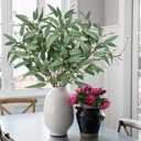 Faux Eucalyptus Stems - 34' Long Fake Salix Leaves 6 Pcs Artificial Greenery Stems for DIY Bouquet Arrangements, Centerpieces, Shower Decorations