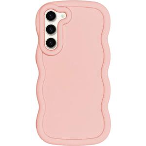 Slim Fit Case for Samsung Galaxy S23, Wave Frame, Cute Soft TPU Thin Protective Phone Cover for Women, Light Pink