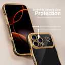 QVLANG for iPhone 16 Pro Max Case, Cute Wave Frame Curly Case, Plating Edge Soft Cover with Love Heart[1x Screen Protector] Soft TPU with[Full Camera Protection] Phone Cases for Women Girls, Black