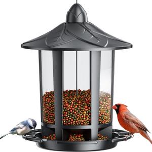 Birdream Bird Feeders for Outdoors, Classic Castle Design Fun Assembly Hanging Bird Feeder, Attracting Wild Birds Cardinals Goldfinches Chickadees Finches Sparrows - Black