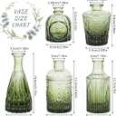 SUPMIND Glass Bud Vase Set of 5, Green Small Flower Vases for Centerpieces in Bulk, Mini Vintage Vase for Rustic Wedding, Home,Table Decoration