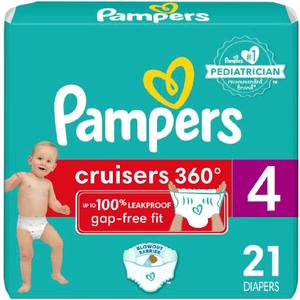 Pampers Diapers - Cruisers 360 - Size 4, 21 Count, Babyproof up to 100% Leakproof Pull-On Diaper