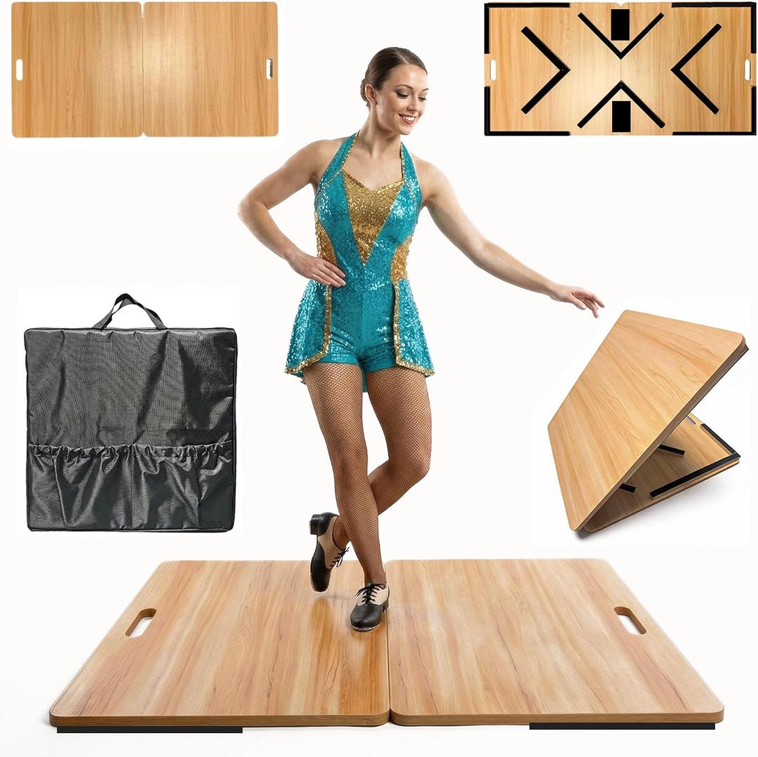 Portable Tap Dance Floor, Foldable Tap Board with Carrying Bag for Tap Dance Practice at Home, Professional Outdoor Dance Floor Tiles and Flooring for Dancers