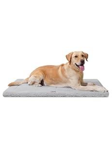 MASSFU Low-Profile Dog Pad Mat for Extra Large Dogs, Washalbe Ultra Soft Dog Crate Mat, High Density Foam Pet Beds for Indoor & Outdoor Dogs, 44" x 32", Gray