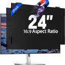 2 Pack 24 Inch Magnetic Computer Privacy Screen Filter for Monitor 16:9 Aspect Ratio, Removable Hanging Privacy Screen Shield, Anti Blue Light Filter, Anti-Glare Protector