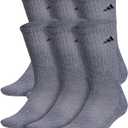 adidas Men's Athletic Cushioned 6-Pack Crew, Cushioned Crew Socks with Arch Compression for a Secure Fit
