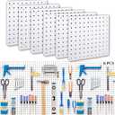 6Pcs Peg Board, Peg Board Wall Organizer Panels, White Pegboard Wall Mount, ABS Pegboard for Craft Room Garage Kitchen Workshop, ABS Peg Boards Easy Installation (White)
