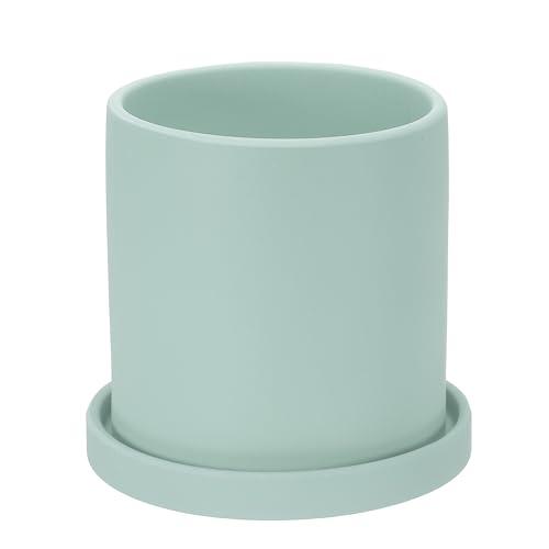 PATIKIL 5 Inch Ceramic Plant Pots, Modern Flower Planters with Drainage Holes and Tray for Decorate Home Indoor Plants Succulent Herb, Blue