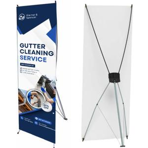 Small X Banner Stand, 24 x 63 Inches, Aluminum Tripod Base With Fiberglass Poles, Carrying Case