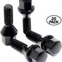 Set of 20 Veritek 14x1.5mm Black Wheel Lug Bolts for Aftermarket Custom Wheels Conical Seat 2.16 Inch 28mm Shank 17mm Hex