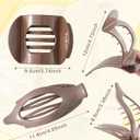 6 PCS French Flat Hair Clips for Women 2 Styles Large Matte Flat Claw Clips Strong Hold No-Slip French Hair Barrettes for Thick Thin Hair(Brown 2)