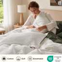Bedsure PureWoven 3 Pieces 100% Cotton Waffle Duvet Cover Set, King, White