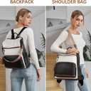 BOSTANTEN Leather Laptop Backpack for Women Designer Travel Backpack with Laptop Compartment Ladies Computer Shoulder Bags BlackBeigeBrown