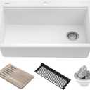 KRAUS Bellucci Workstation 33 in. Drop In Single Bowl Granite Kitchen Sink in White with Accessories, KGTW1-33WH