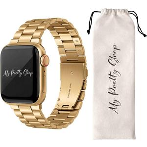 My Pretty Strap- Compatible Apple Watch Band - Stainless Steel iWatch Strap for Women- Adjustable Strap (5.1" - 6.8") - Series 1-11, SE & Ultra (38/40 41/42/44/45/49) - Gold, Rose Gold, Silver, Black- Classic