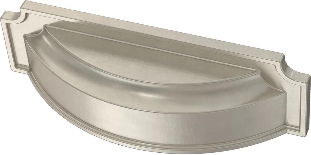 FRANKLIN BRASS Notched Backplate (10-Pack) Cabinet Handles Dual Mount 3 or 3-3/4" Hole Center Pulls Cup Pulls | Satin Nickel Hardware Kitchen Door, Drawers, Dressers, Furniture P40110C-SN-B