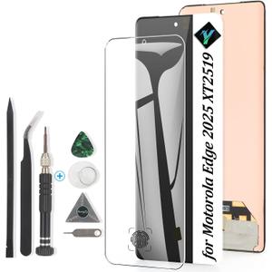 OLED for Motorola Moto Edge 2025 XT2519 Screen Replacement for Moto Edge 2025 LCD Display Touch Screen Digitizer Assembly Replacement with Tools(Support Fingerprint)