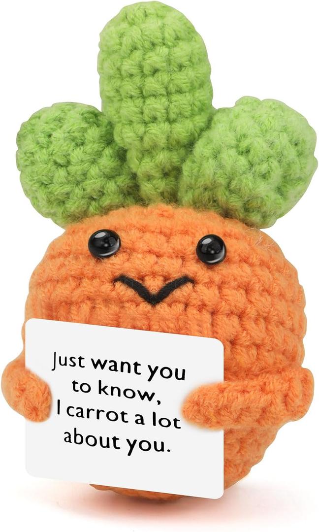 ZWJZMC Mini Funny Positive Carrot Cute Knitted Potato Creative Wool Crochet Inspirational Cheer Up Christmas Birthday Small Gift for Women Girlfriend Coworker Friend Sister Her Room Office Decor